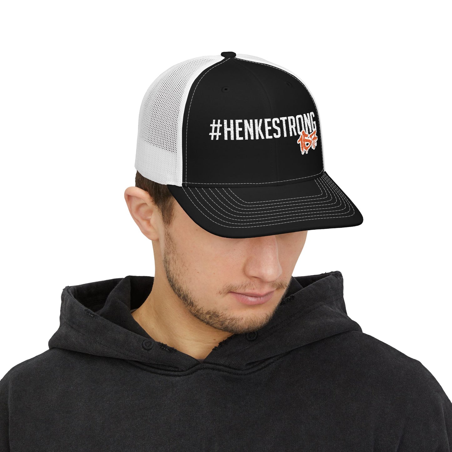 #HenkeStrong Snapback Trucker Cap - Richardson brand. Stiched logo