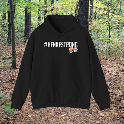 #HenkeStrong white Graphic Hoodie, Casual Streetwear, Gift for Community Support, Unisex Warmth, Everyday Comfort