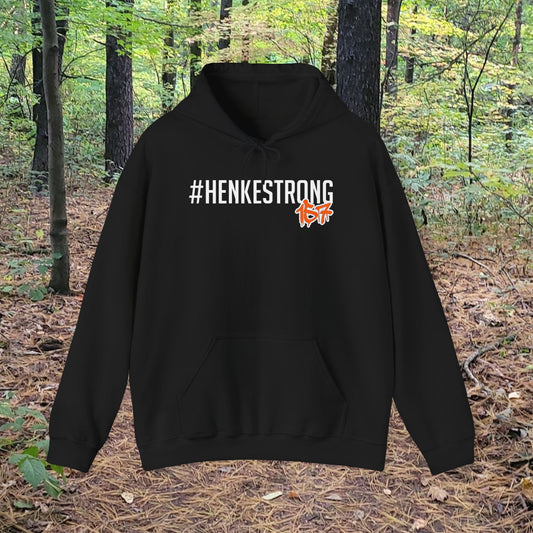 #HenkeStrong white Graphic Hoodie, Casual Streetwear, Gift for Community Support, Unisex Warmth, Everyday Comfort