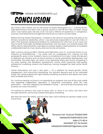 Custom Promotion & Marketing Proposals. (Sponsorship proposals, Racing resumes)