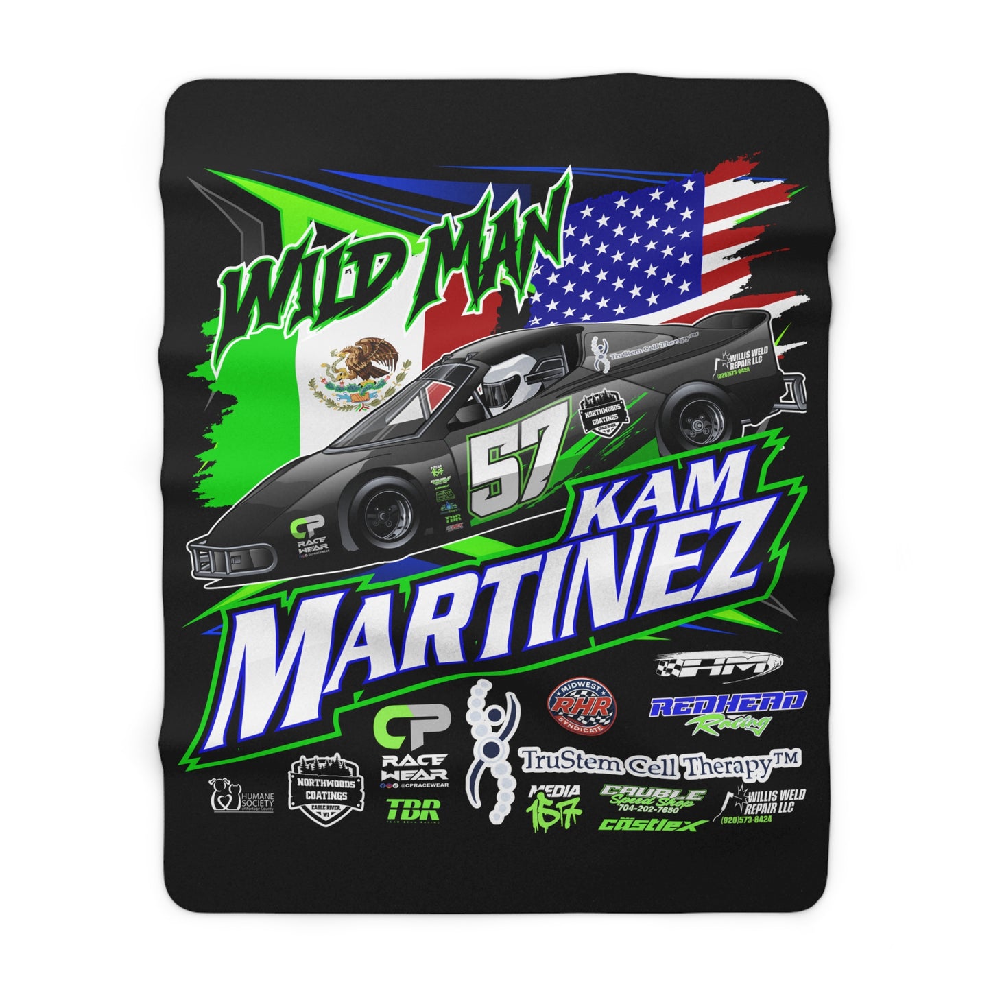 Wild Man Kam Martinez #57 2026 Bandolero Premium Sherpa Fleece Blanket