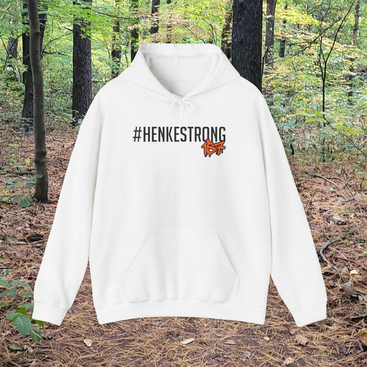 #HenkeStrong Black Graphic Hoodie, Casual Streetwear, Gift for Community Support, Unisex Warmth, Everyday Comfort