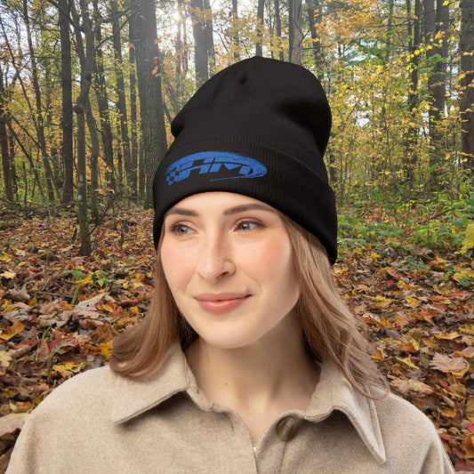 Embroidered Henke Motorsports llc blue "HM" logo Knit Beanie for Style & Warmth